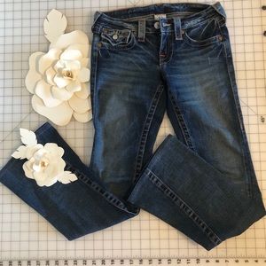 True Religion Low Rise Wide Leg Jeans 24